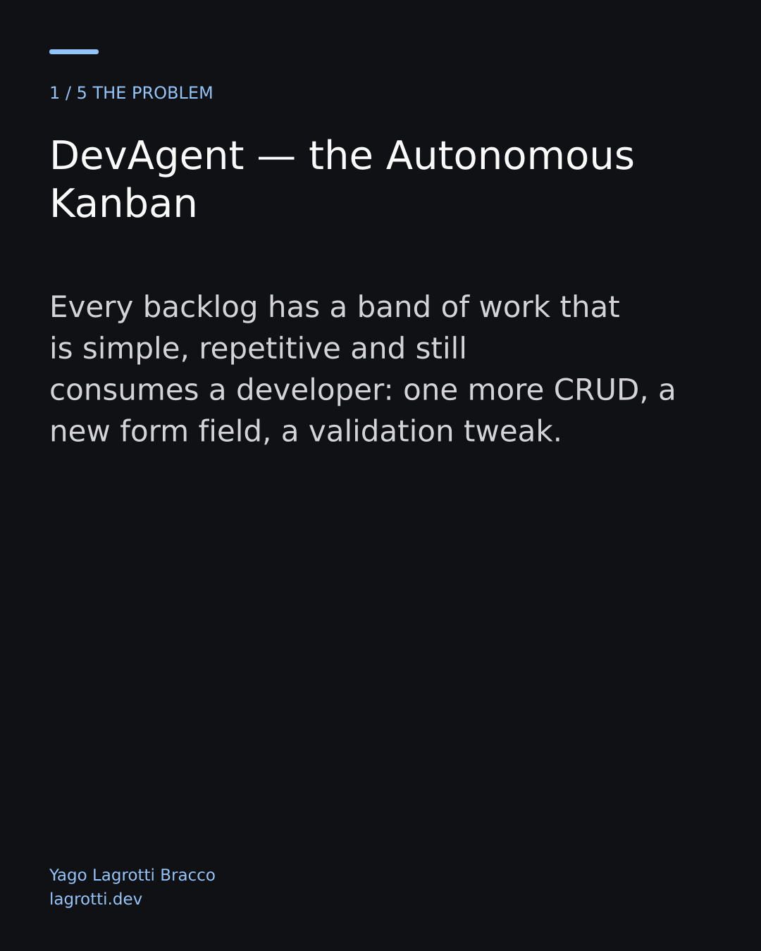 DevAgent — the Autonomous Kanban — slide 1/5
