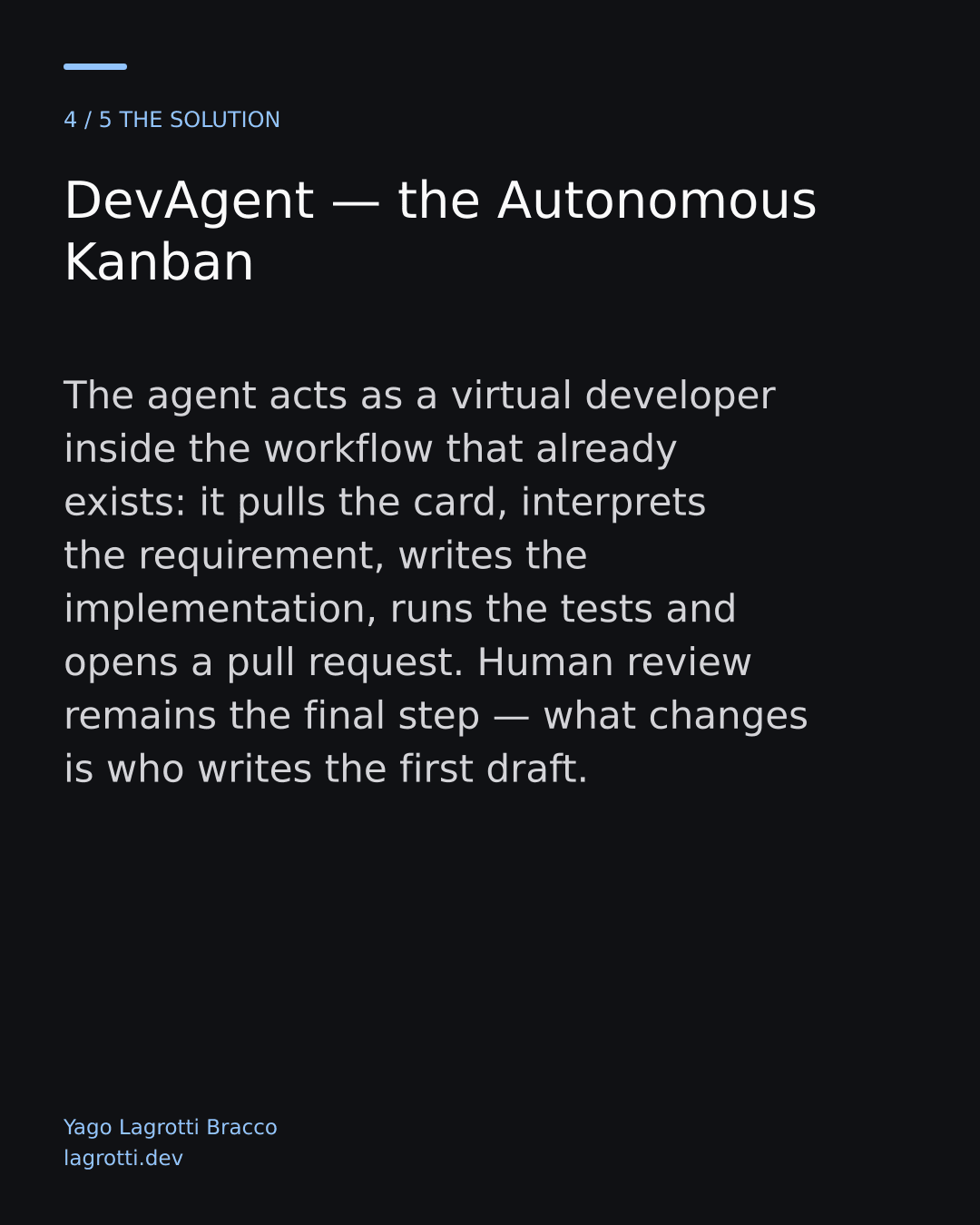 DevAgent — the Autonomous Kanban — slide 4/5