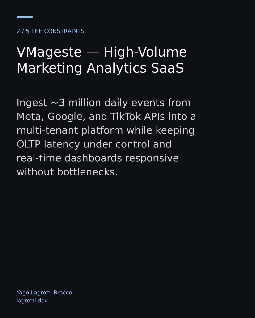 VMageste — High-Volume Marketing Analytics SaaS — slide 2/5