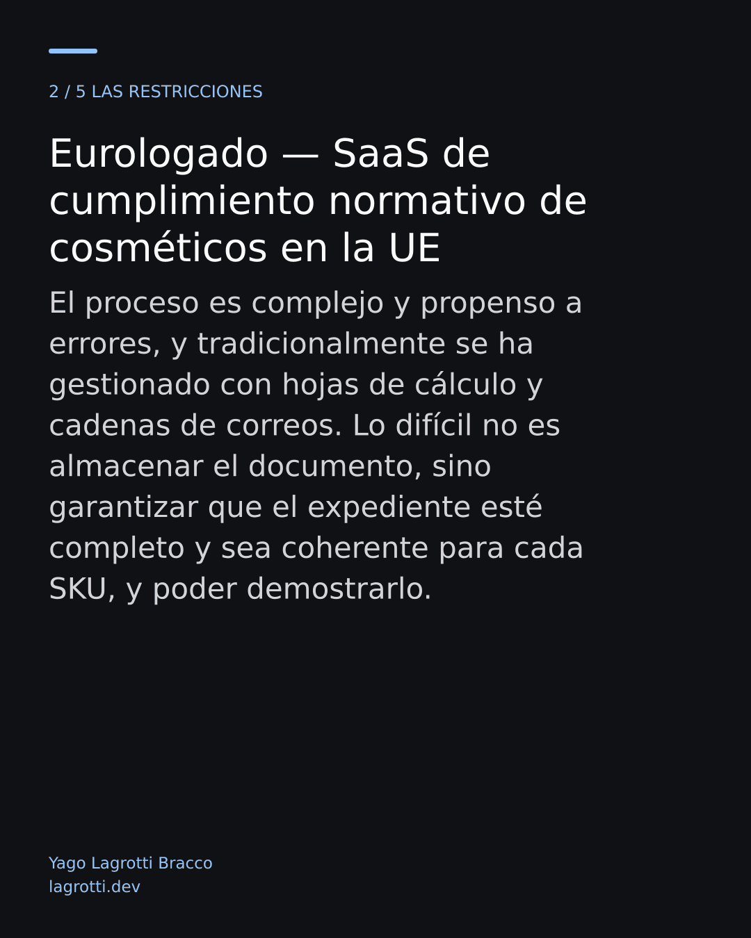 Eurologado — SaaS de cumplimiento normativo de cosméticos en la UE — diapositiva 2/5