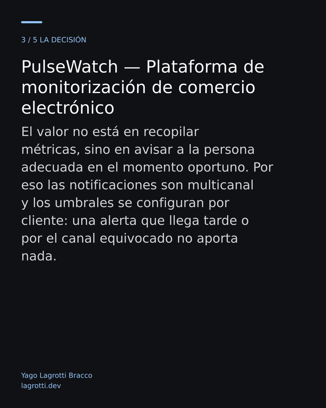 PulseWatch — Plataforma de monitorización de comercio electrónico — diapositiva 3/5