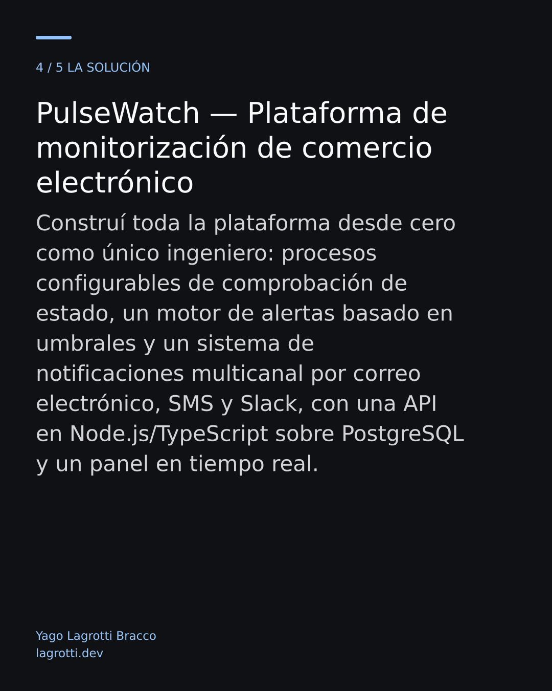 PulseWatch — Plataforma de monitorización de comercio electrónico — diapositiva 4/5