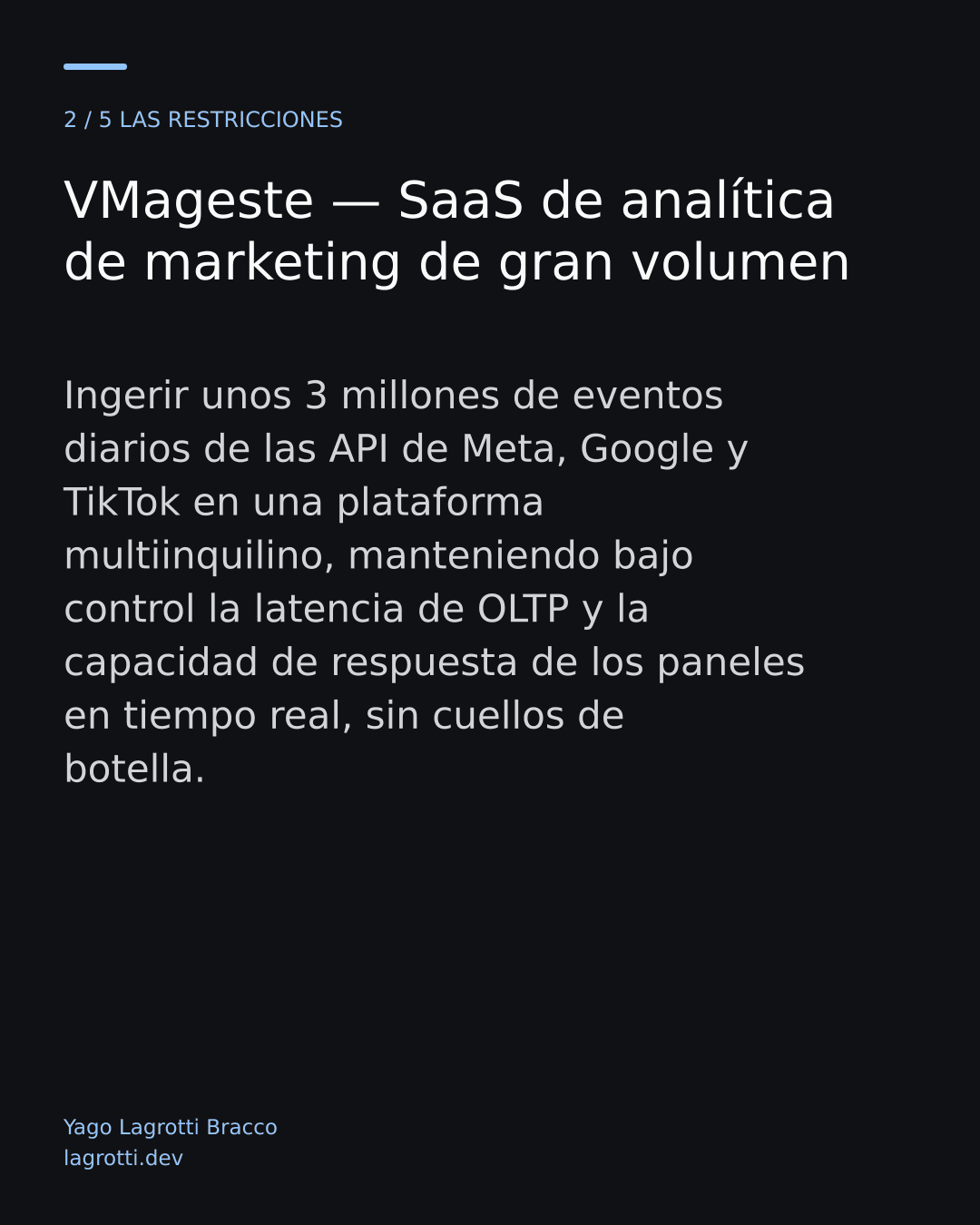 VMageste — SaaS de analítica de marketing de gran volumen — diapositiva 2/5