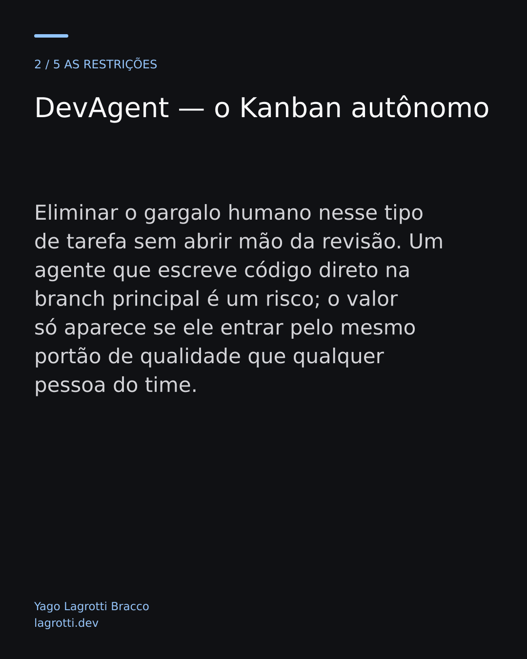 DevAgent — o Kanban autônomo — slide 2/5