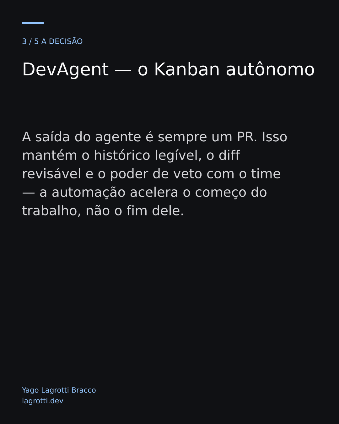 DevAgent — o Kanban autônomo — slide 3/5