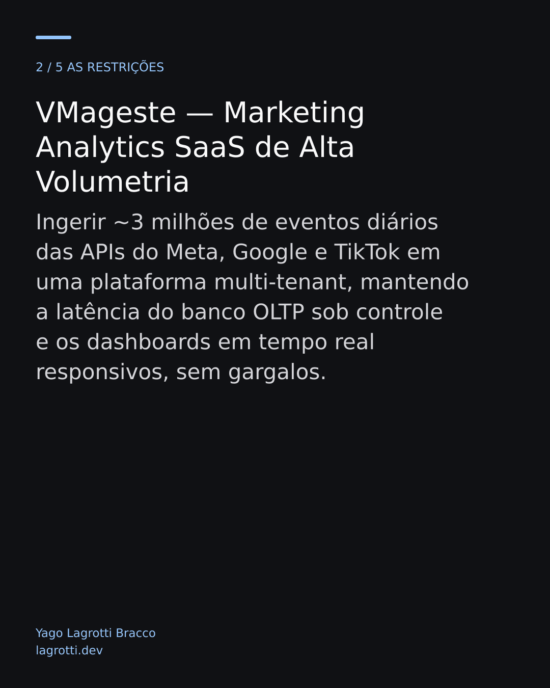 VMageste — Marketing Analytics SaaS de Alta Volumetria — slide 2/5