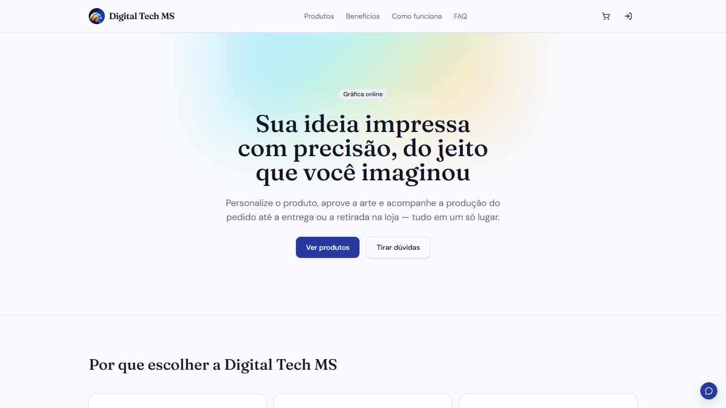 Digital Tech MS — Gráfica online com aprovação de arte e produção