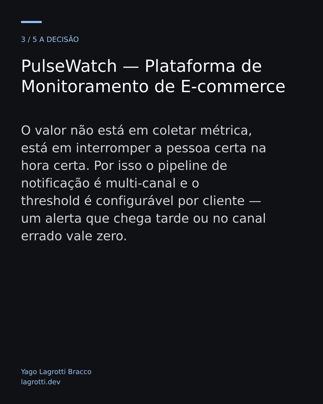 PulseWatch — Plataforma de Monitoramento de E-commerce — slide 3/5